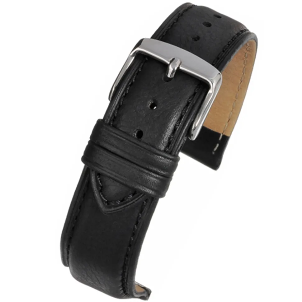 ASKEW Black Padded Leather Watch Strap WH890