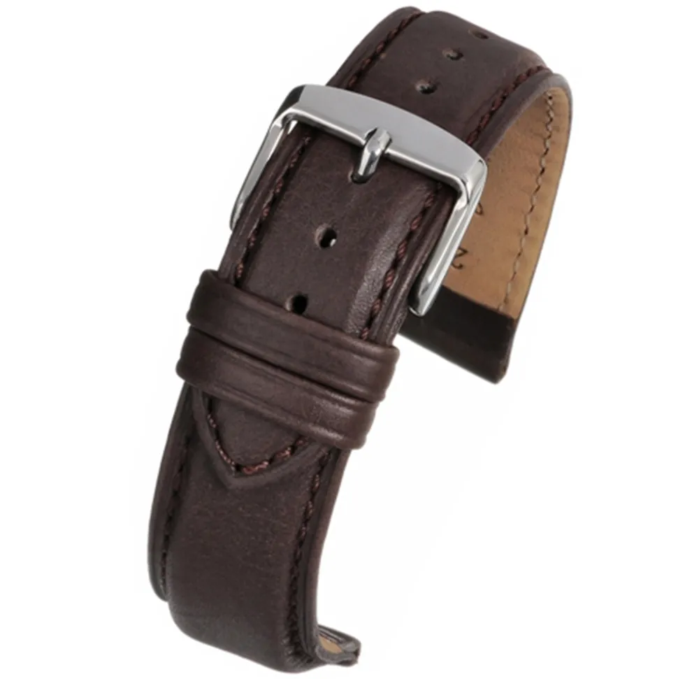 ASKEW Brown Padded Leather Watch Strap WH891