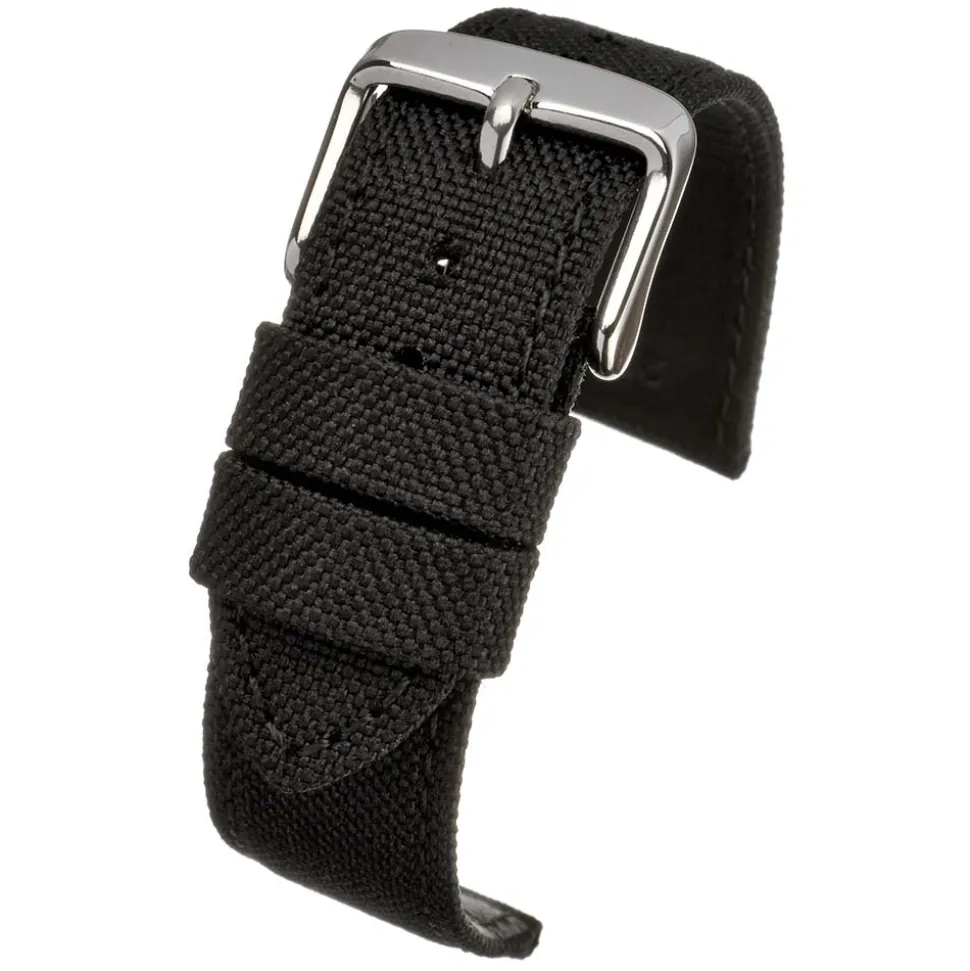 BROMPTON Black Fabric Watch Strap Stitched Edge WH660