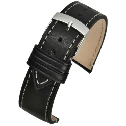 Brunswick | Black Contrast Stitch Watch Strap | WH850