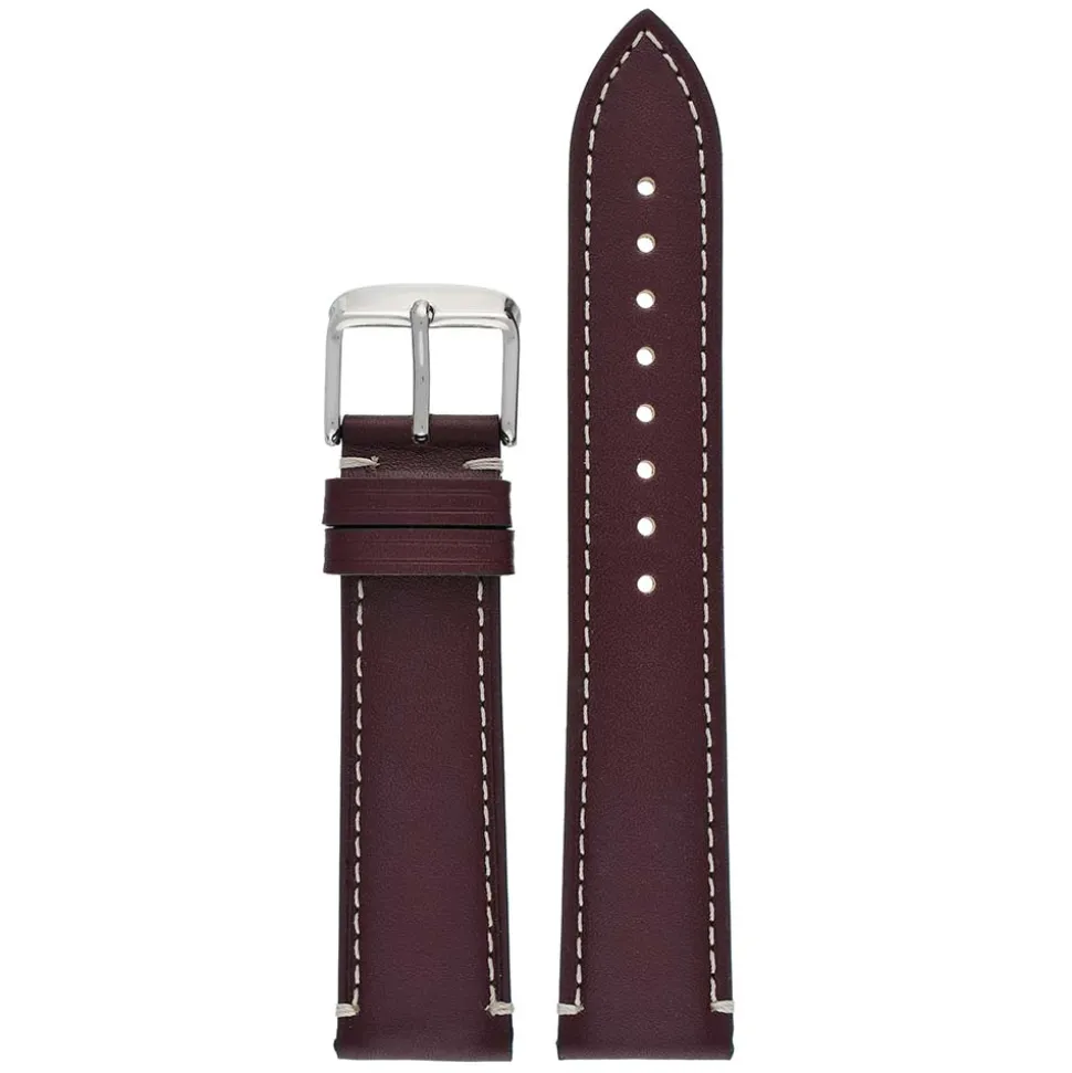 Brunswick | Burgundy Contrast Stitch Watch Strap | WH857