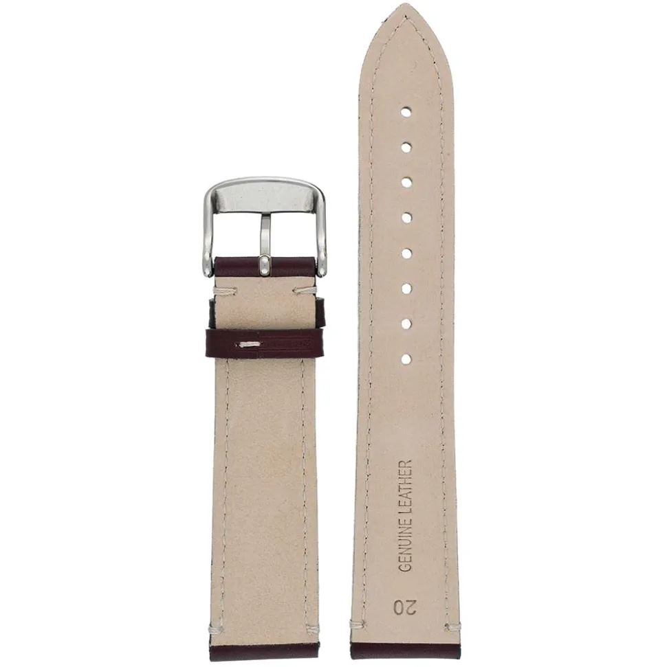 Brunswick | Burgundy Contrast Stitch Watch Strap | WH857