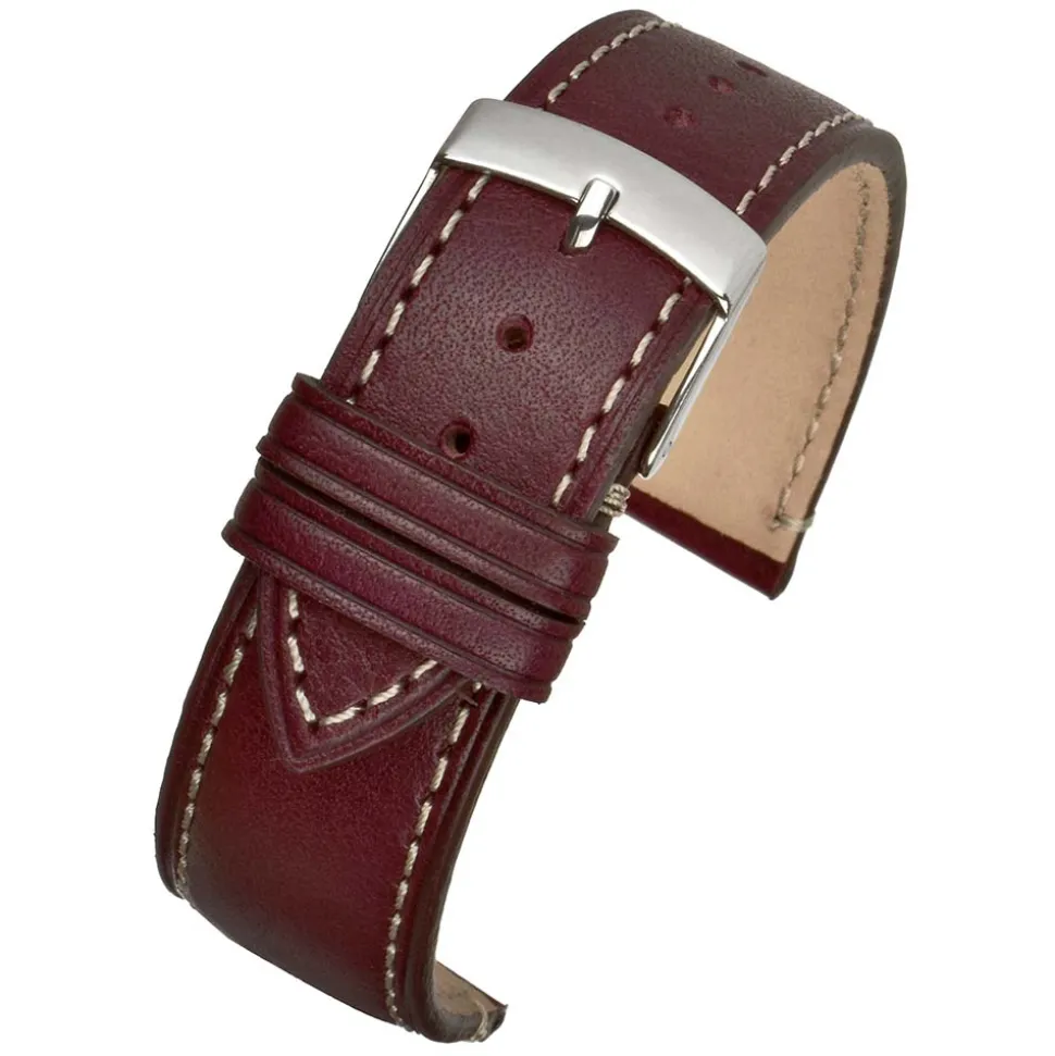 Brunswick | Burgundy Contrast Stitch Watch Strap | WH857