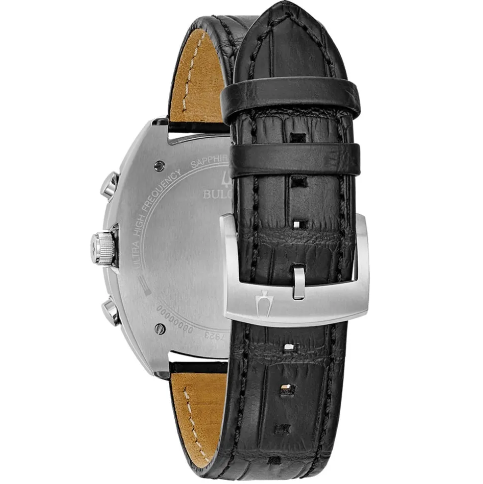 BULOVA – Curv Chronograph Leather Strap Watch 98A155