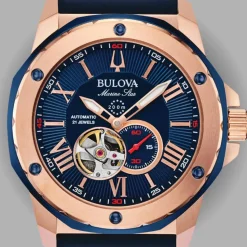 BULOVA – Marine Star Heartbeat Blue Silicone Strap 98A227