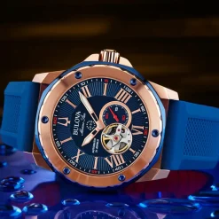 BULOVA – Marine Star Heartbeat Blue Silicone Strap 98A227
