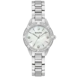 Bulova | Sutton Diamond Bezel Silver Tone Watch | 96R253