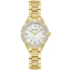 Bulova | Sutton Diamond Bezel Gold Tone Watch | 98R297