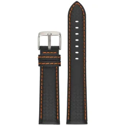 CARBON Black Carbon Fibre Grain Water Resistant Watch Strap WH648
