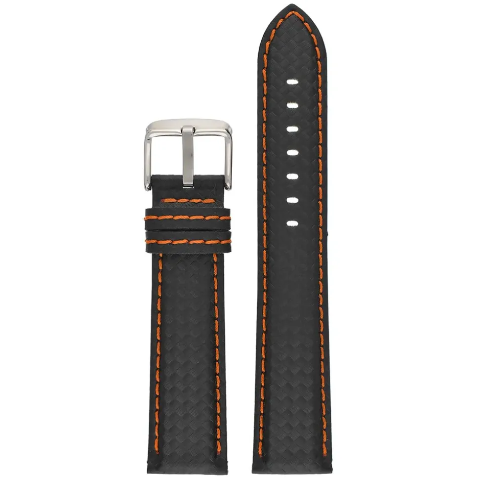 CARBON Black Carbon Fibre Grain Water Resistant Watch Strap WH648