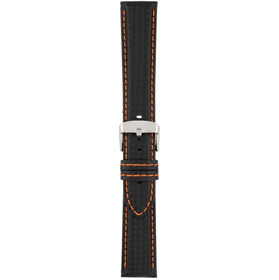 CARBON Black Carbon Fibre Grain Water Resistant Watch Strap WH648