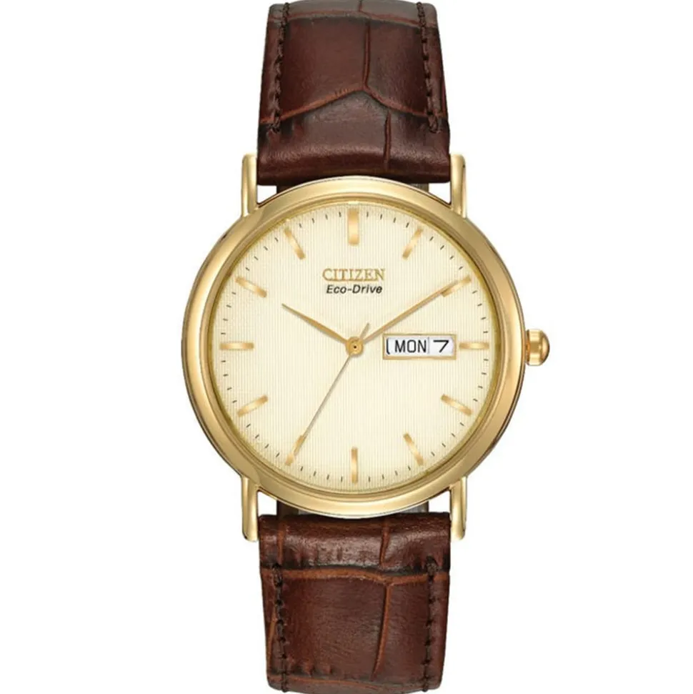CITIZEN – Classic Gold Tone Leather Strap Watch BM8242-08P