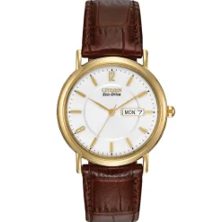 CITIZEN – Classic Gold Tone Leather Strap Watch BM8242-08A