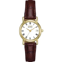 CITIZEN – Gold Tone Leather Strap Watch EW1272-01B
