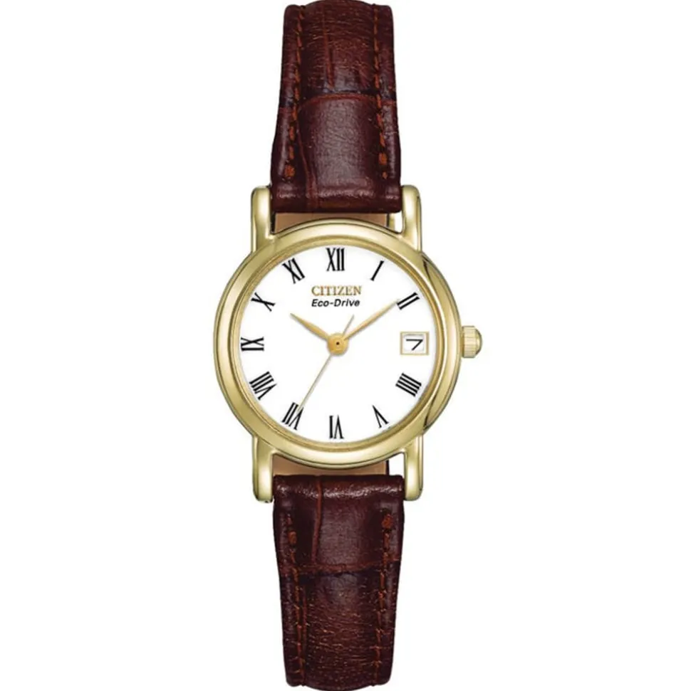 CITIZEN – Gold Tone Leather Strap Watch EW1272-01B