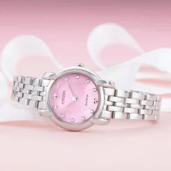 CITIZEN – Jolie Eco-Drive Pink Dial Diamond Watch EM0710-54Y