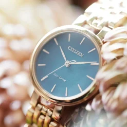 Citizen | L Silhouette Rose Gold Green Dial Watch | EM0993-82Z