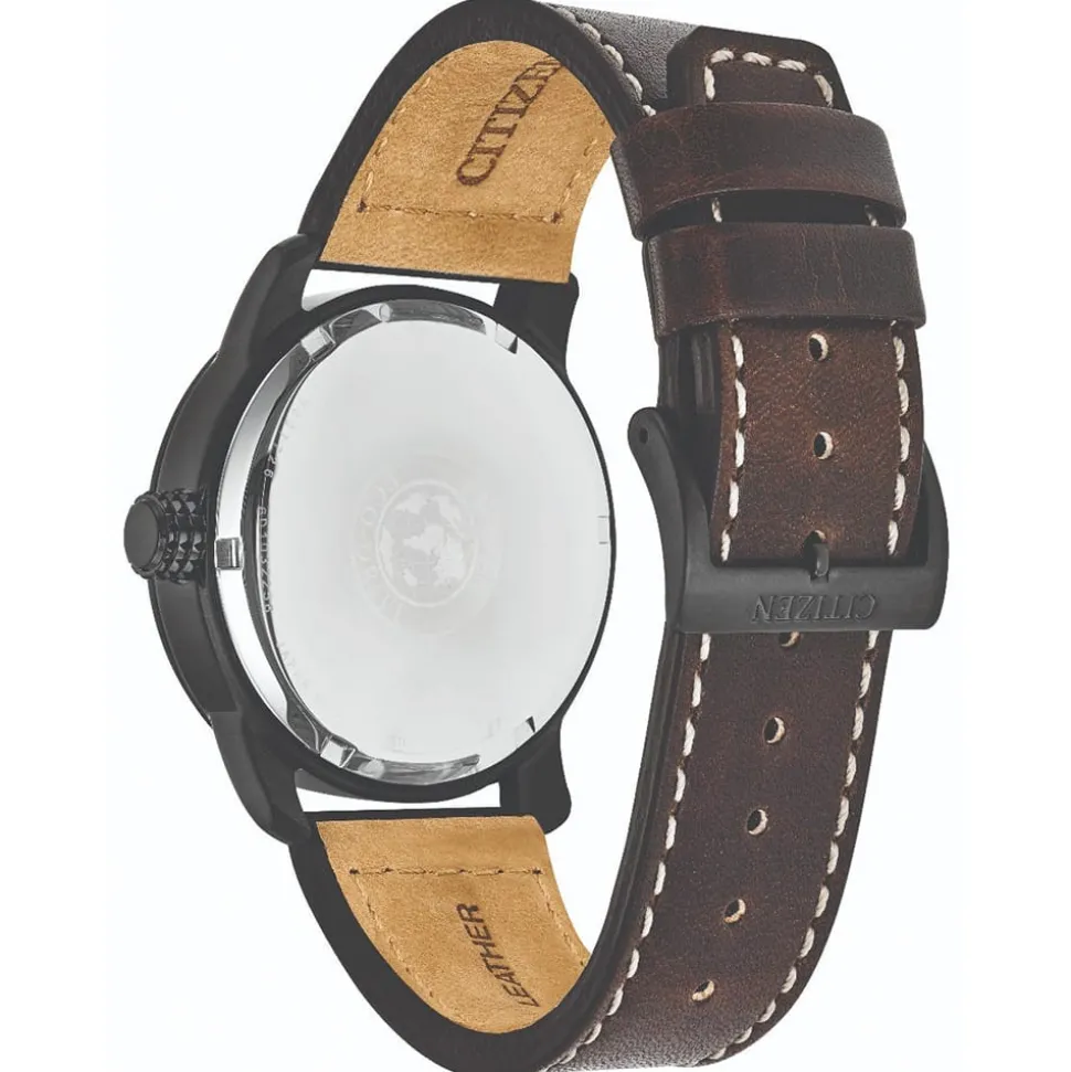 CITIZEN – Men’s Military Black IP Leather Strap Watch BM8478-01L