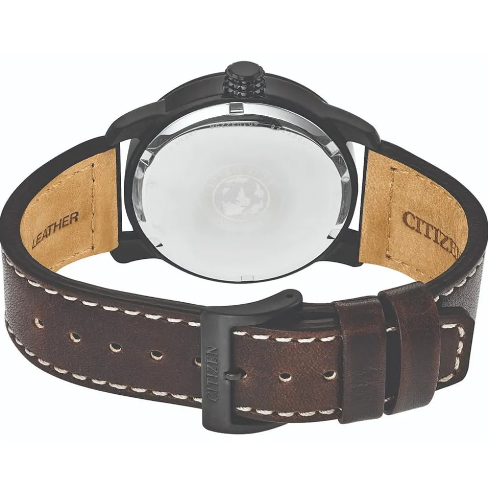 CITIZEN – Men’s Military Black IP Leather Strap Watch BM8478-01L