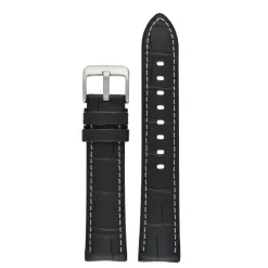 Cooper | Black Leather & Rubber Alligator Grain Strap | WH905