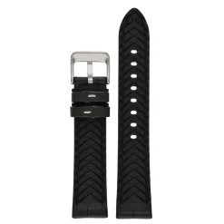 Cooper | Black Leather & Rubber Alligator Grain Strap | WH905