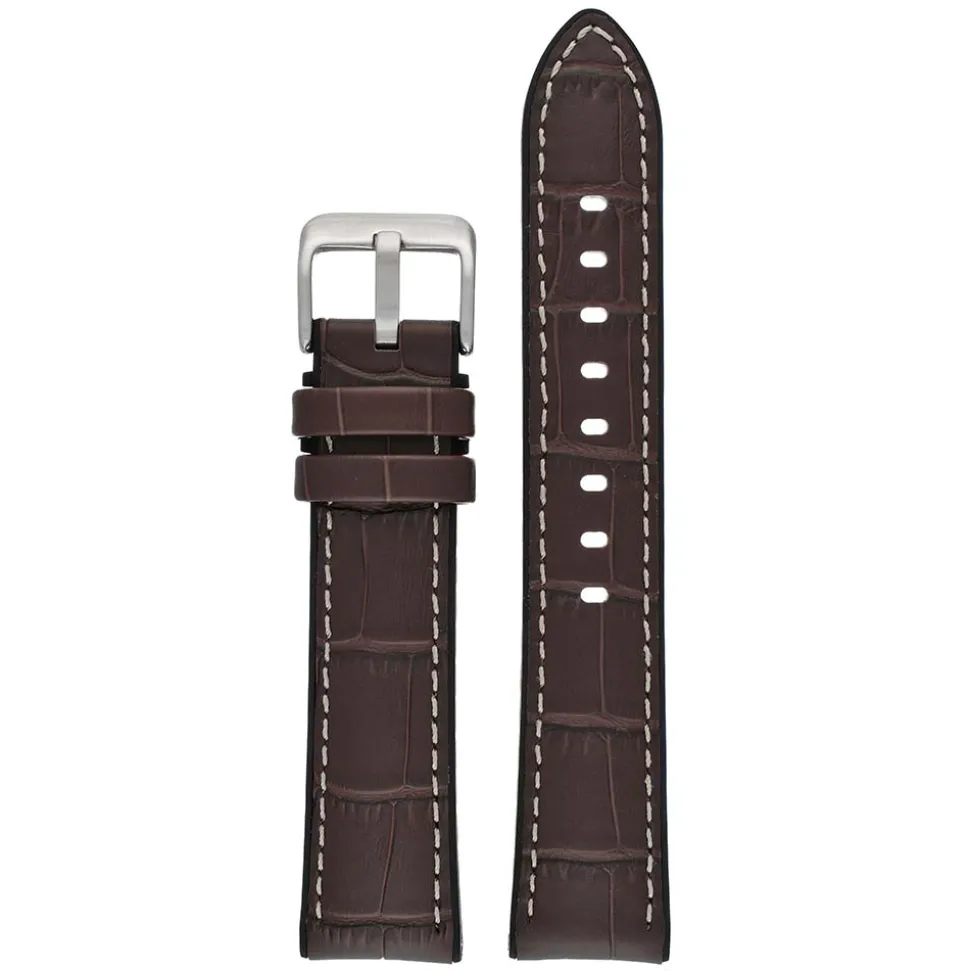 Cooper | Brown Leather & Rubber Alligator Grain Strap | WH906