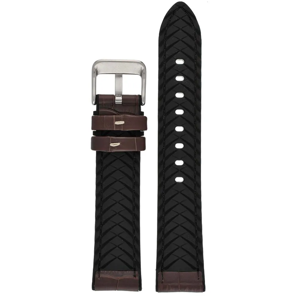 Cooper | Brown Leather & Rubber Alligator Grain Strap | WH906