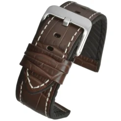 Cooper | Brown Leather & Rubber Alligator Grain Strap | WH906