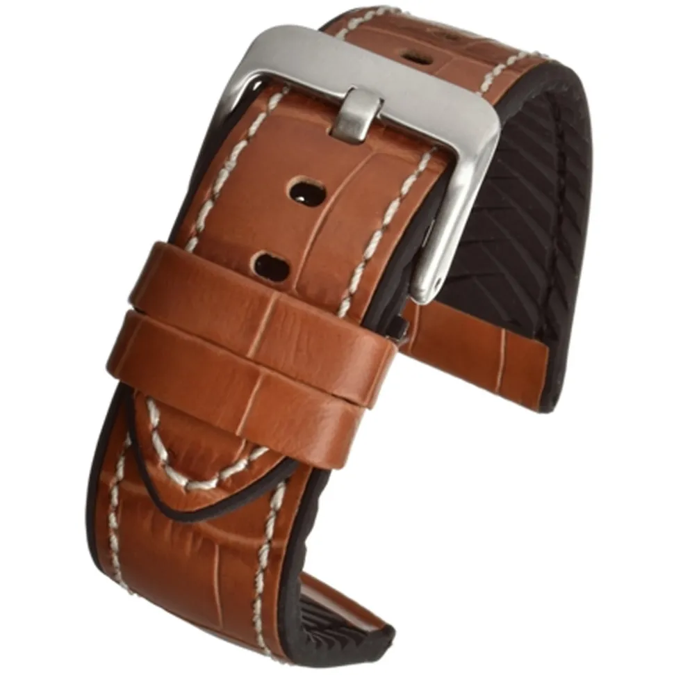 Cooper | Tan Leather & Rubber Alligator Grain Strap | WH907