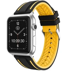 Cowes | Silicone Black & Yellow Strap to fit Apple Watch® | APS2402