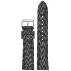 CROFT Black Wool Herringbone Watch Strap Stitched Edge WH670