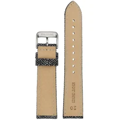 CROFT Black Wool Herringbone Watch Strap Stitched Edge WH670