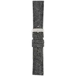 CROFT Black Wool Herringbone Watch Strap Stitched Edge WH670