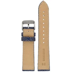 CROFT Blue Wool Herringbone Watch Strap Stitched Edge WH673