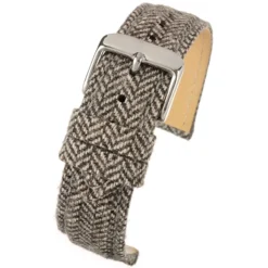 CROFT Brown Wool Herringbone Watch Strap Stitched Edge WH675