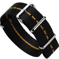 DUCKWORTH PRESTEX – Black NATO Watch Strap with Orange Stripe DPBNO