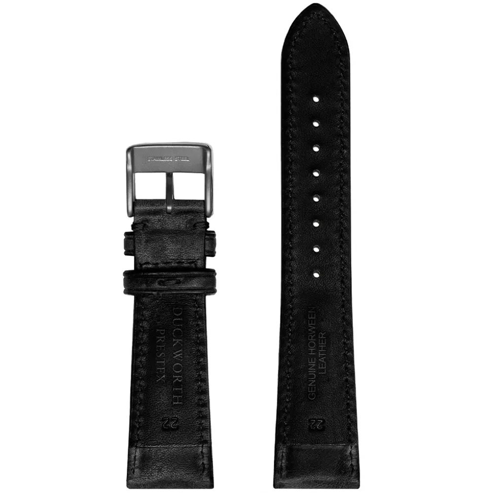 DUCKWORTH PRESTEX – Black Horween Leather Watch Strap 22mm DPBL22