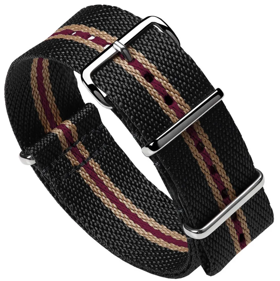 DUCKWORTH PRESTEX – Black NATO Watch Strap with Brown and Red Stripe DPBNBR