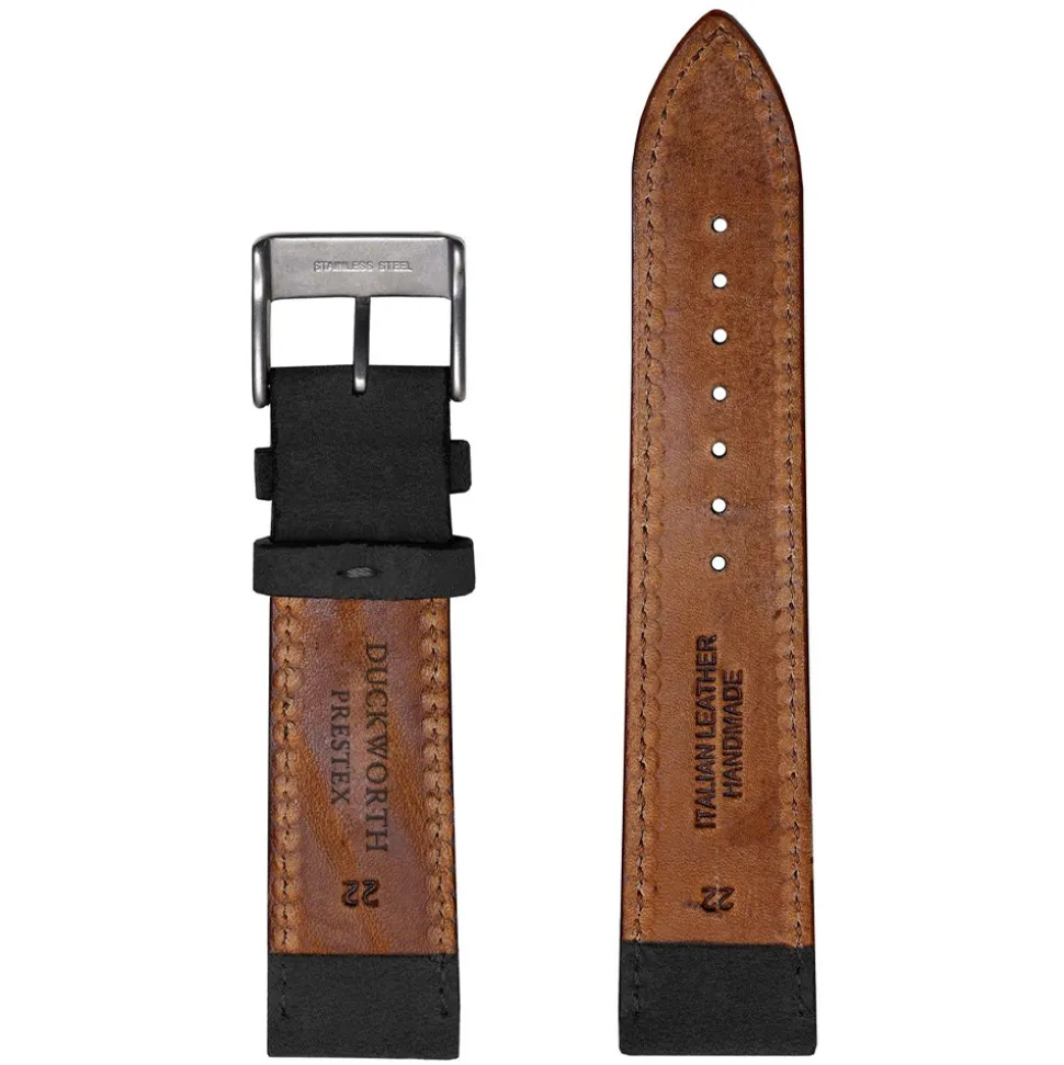 DUCKWORTH PRESTEX – Dark Grey Suede Italian Leather Watch Strap 20mm DPDGS20