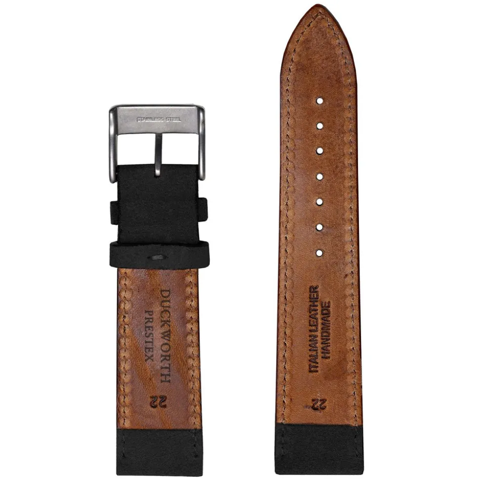 DUCKWORTH PRESTEX – Ebony Brown Suede Italian Leather Watch Strap 20mm DPEBS20