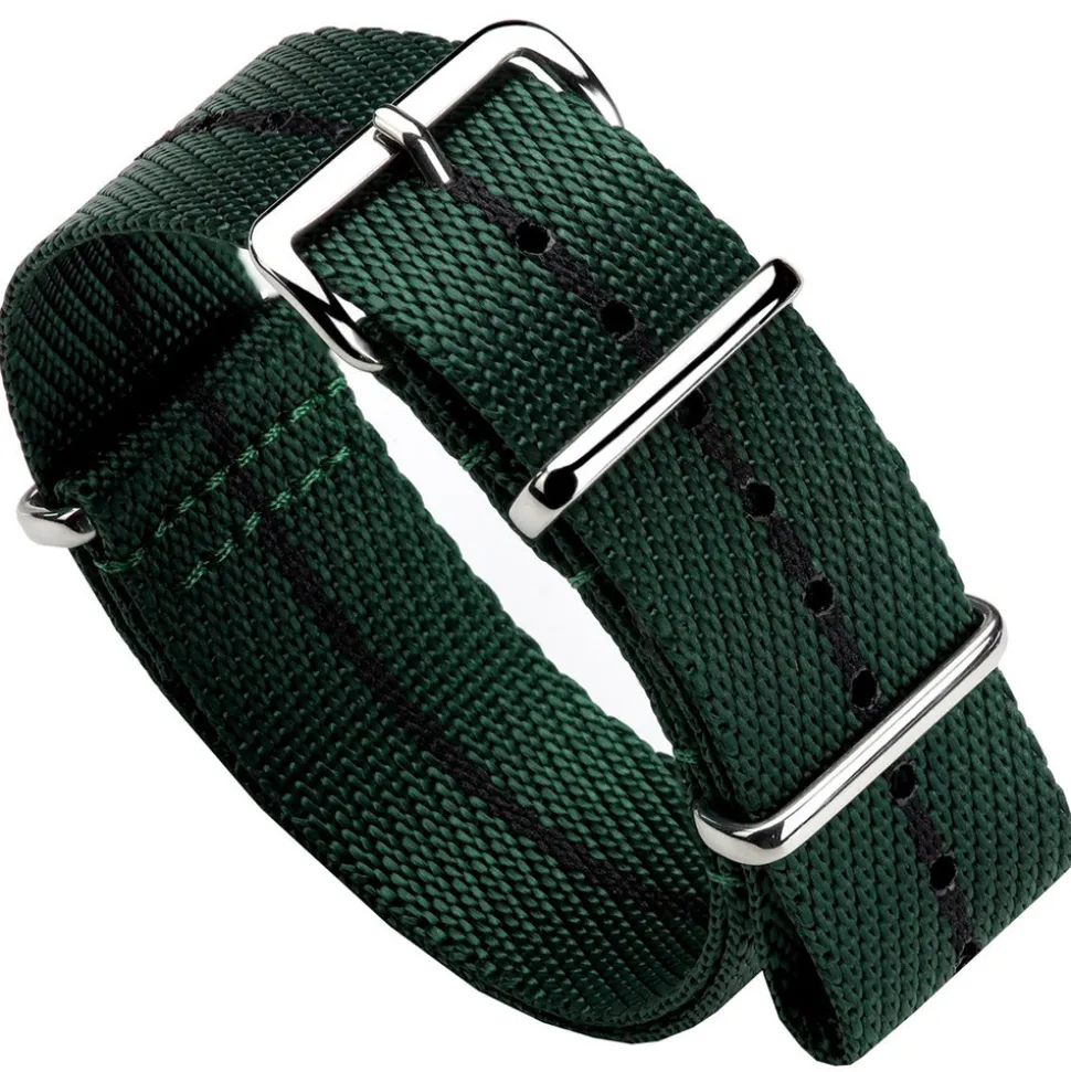 DUCKWORTH PRESTEX – Green NATO Watch Strap with Black Stripe DPGNB
