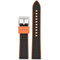 Endura | Black and Orange Sailcloth Rubber Hybrid Strap | WS208