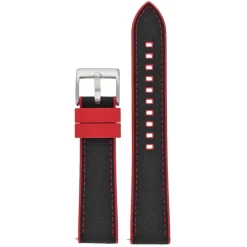 Endura | Black and Red Sailcloth Rubber Hybrid Strap | WS205