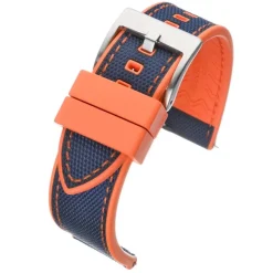 Endura | Navy and Orange Sailcloth Rubber Hybrid Strap | WS209