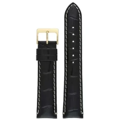 Farrell | Black Padded Alligator Grain Strap | W1005P