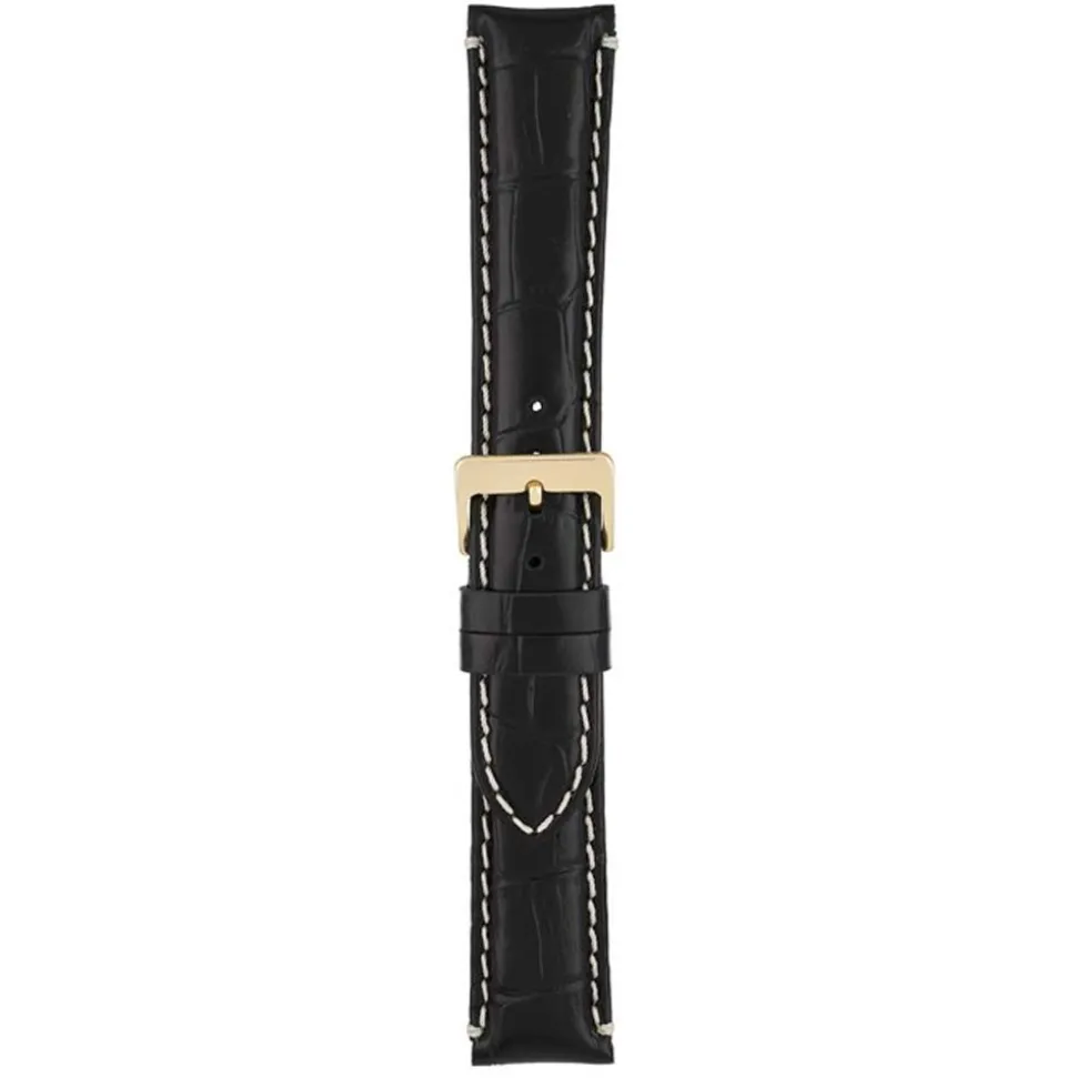 Farrell | Black Padded Alligator Grain Strap | W1005P
