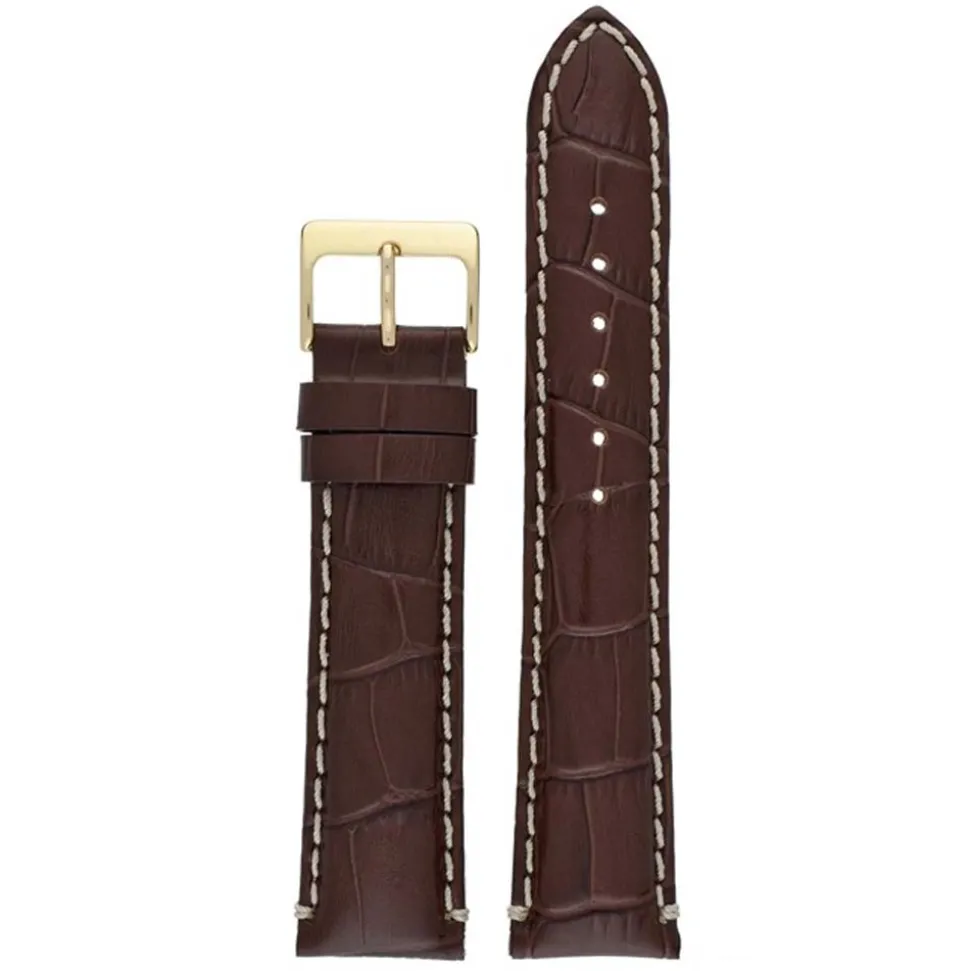 Farrell | Brown Padded Alligator Grain Strap | W105P