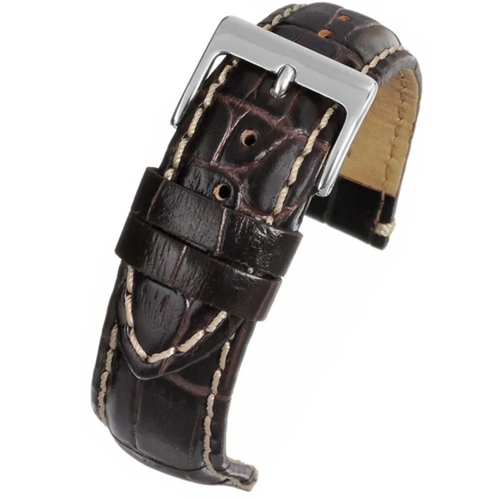 Farrell | Brown Padded Alligator Grain Strap | W105P