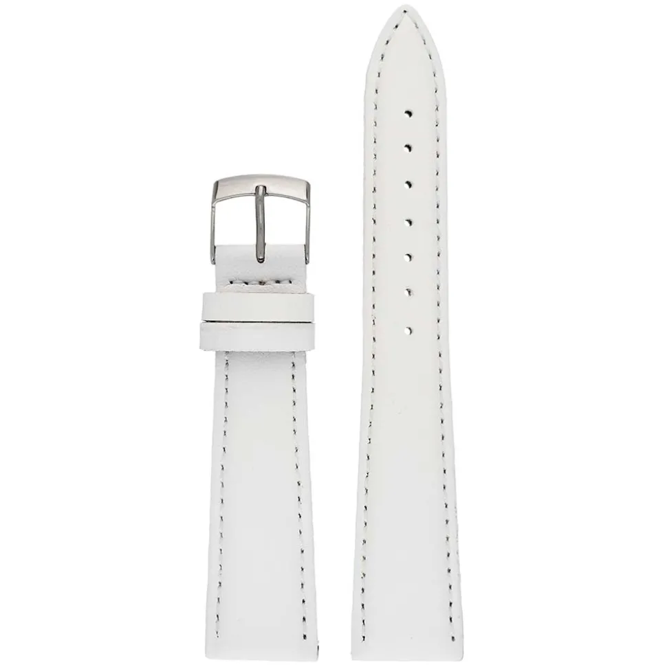 FAUX White Vegan Imitation Leather Stitched Watch Strap WH634