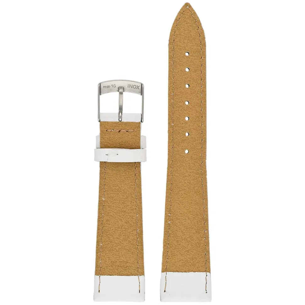 FAUX White Vegan Imitation Leather Stitched Watch Strap WH634